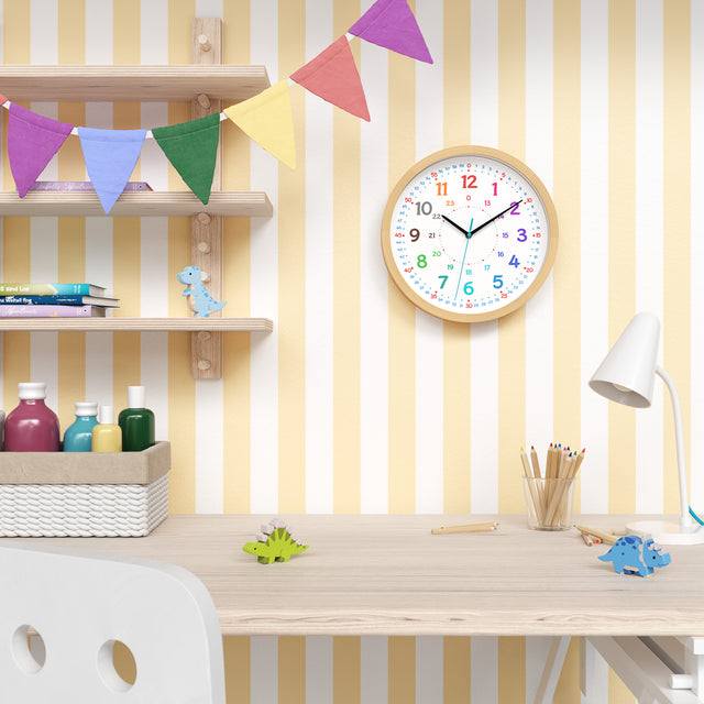 MNU 11230 Silent wooden children's wall clock 30.5 cm