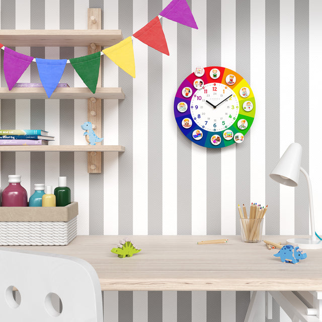 MNU 11930 R Silent children's wall clock with magnet photos 30 cm