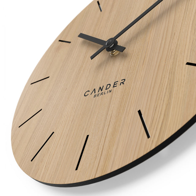 Horloge Murale Silencieuse En Bois De Chêne Véritable - Design Moderne Vintage 30 Cm, Parfaite Cuisine & Salon | Cander Berlin MNU 2730 A