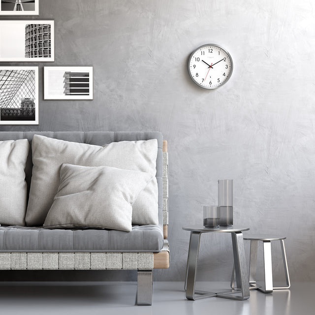 MNU 3030 W White silent radio controlled wall clock 30.5 cm