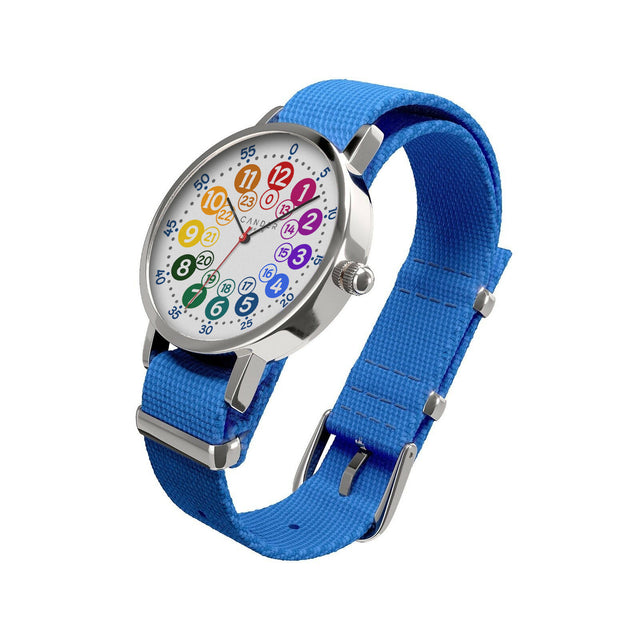 MNU 1009 S children's alarm clock with light and MNA 1030 J blue wristwatch