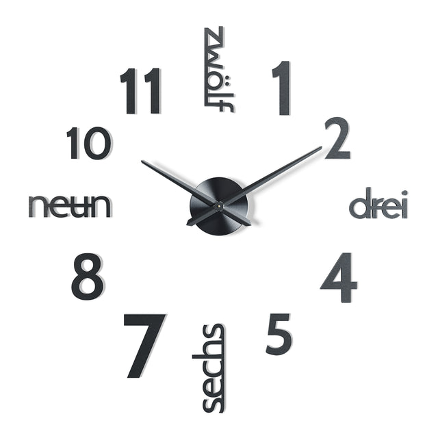MNU 0180 B XXL Black 3D stainless steel wall clock