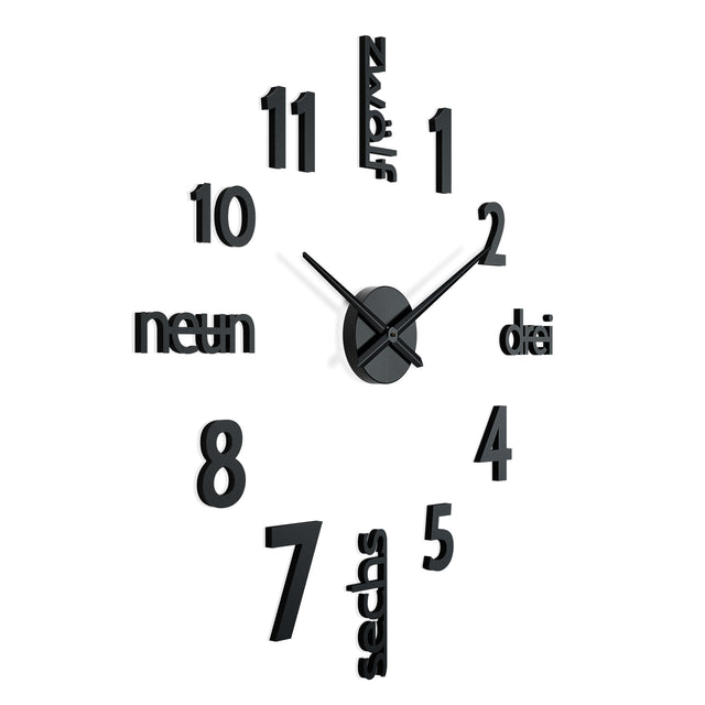 MNU 0180 B XXL Black 3D stainless steel wall clock