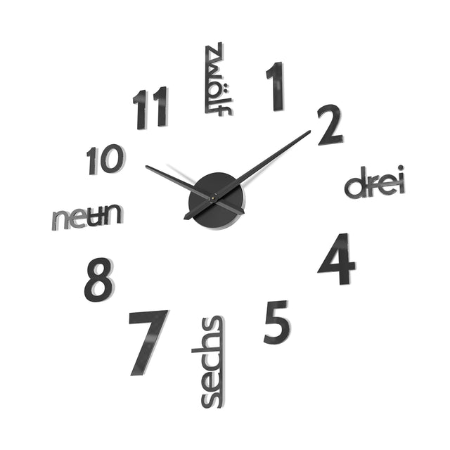 MNU 0180 S XXL Black 3D acrylic wall clock 130 cm