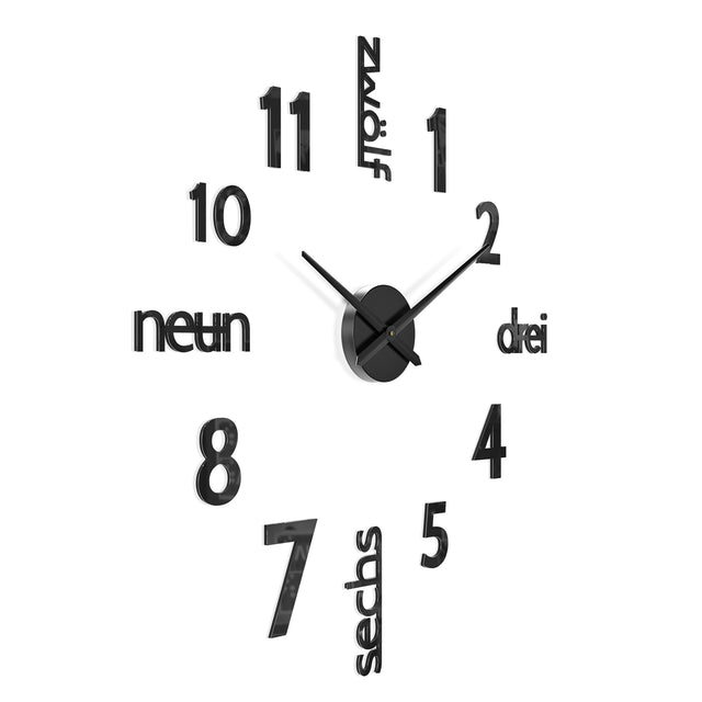 MNU 0180 S XXL Black 3D acrylic wall clock 130 cm