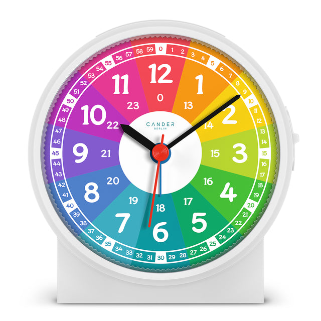 MNU 7930 R silent children's wall clock and MNU 1009 R children's alarm clock with light