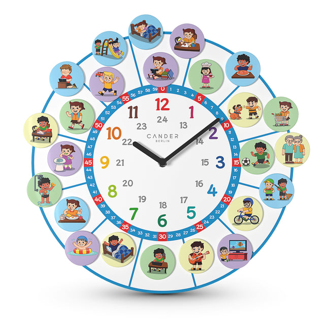 MNU 11040 S Silent children's wall clock with 40 cm magnet pictures