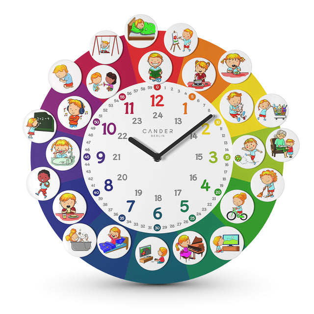 MNU 11040 R Silent children's wall clock with 40 cm magnet pictures