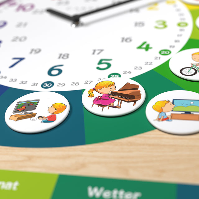 MNU 11835 R Silent children's wall clock with 40 cm magnet pictures