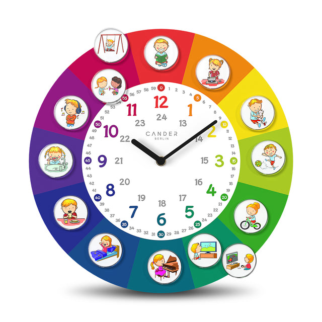 MNU 11930 R Silent children's wall clock with magnet photos 30 cm