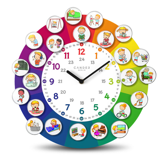 MNU 11930 R Silent children's wall clock with magnet photos 30 cm