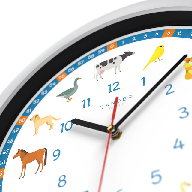 MNU 1435 Silent children's wall clock with animal sounds
