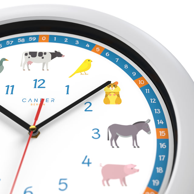 MNU 1435 Silent children's wall clock with animal sounds