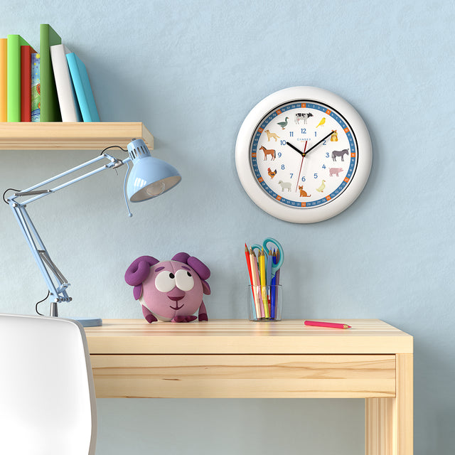 MNU 1435 Silent children's wall clock with animal sounds