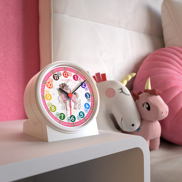 MNU 1730 children's wall clock and MNU 1709 alarm clock unicorn