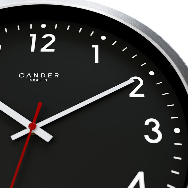 MNU 3030 S Black silent radio controlled wall clock 30.5 cm