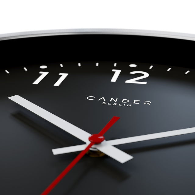 MNU 3030 S Black silent radio controlled wall clock 30.5 cm