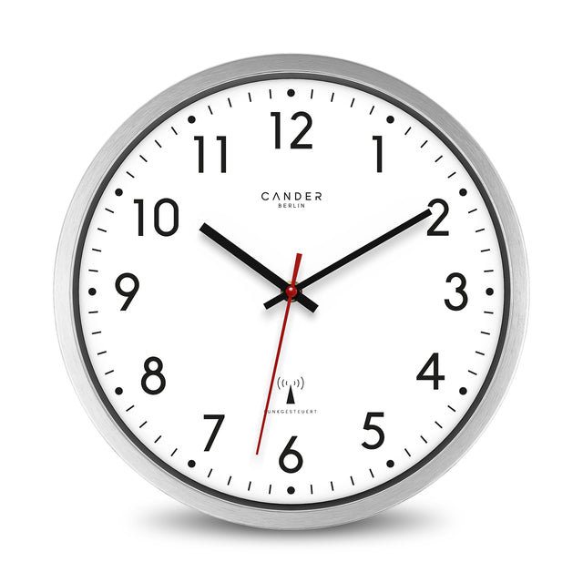 MNU 3030 W White silent radio controlled wall clock 30.5 cm