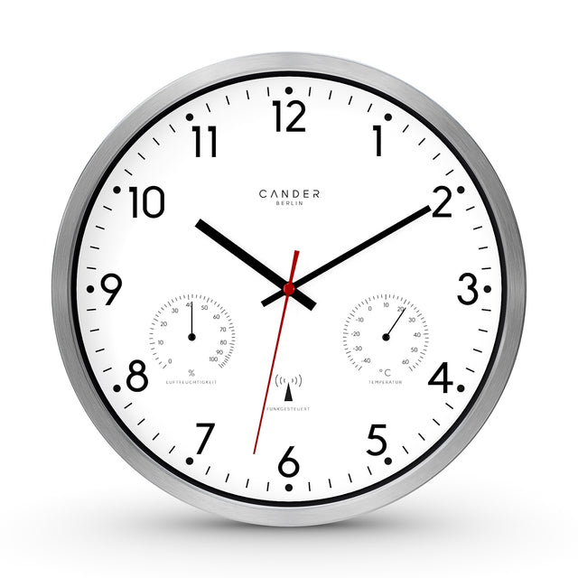 MNU 3330 White silent radio controlled wall clock 30.5 cm