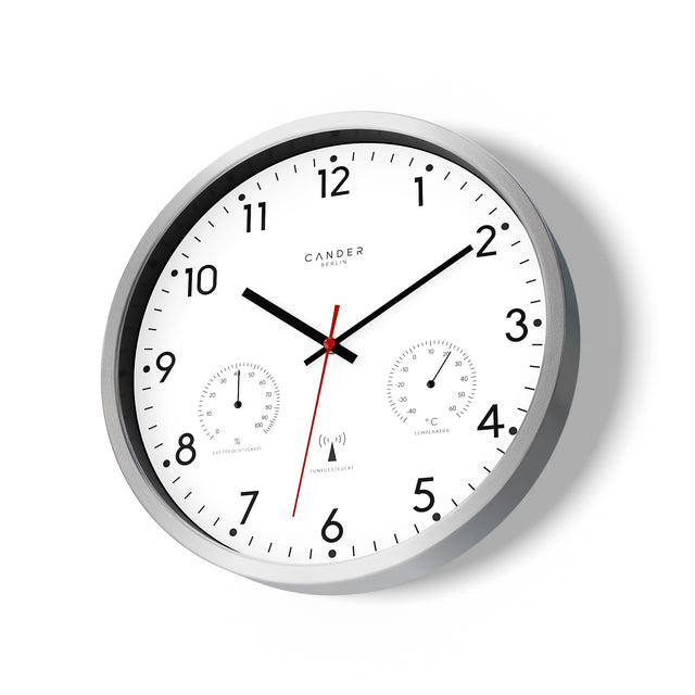 MNU 3330 White silent radio controlled wall clock 30.5 cm
