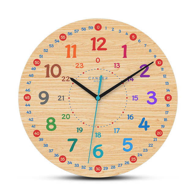 MNU 7930 A Silent children's wall clock, wood motif, 30.5 cm