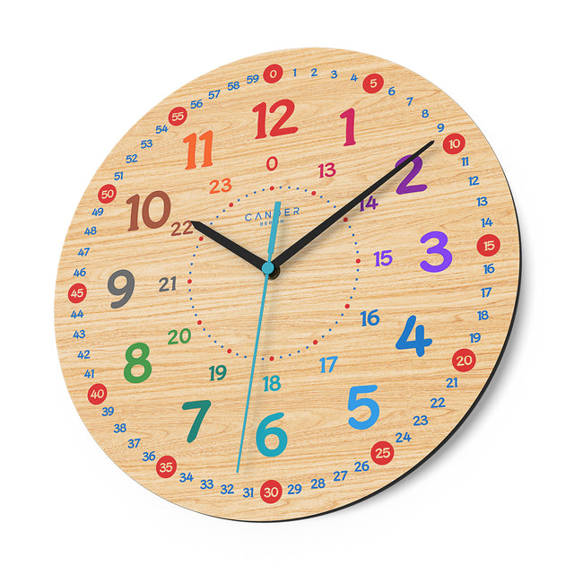 MNU 7930 A Silent children's wall clock, wood motif, 30.5 cm