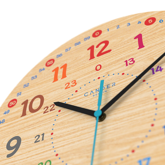 MNU 7930 A Silent children's wall clock, wood motif, 30.5 cm