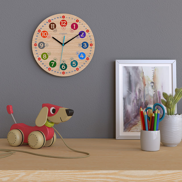 MNU 7930 S Silent children's wall clock, wood motif, 30.5 cm
