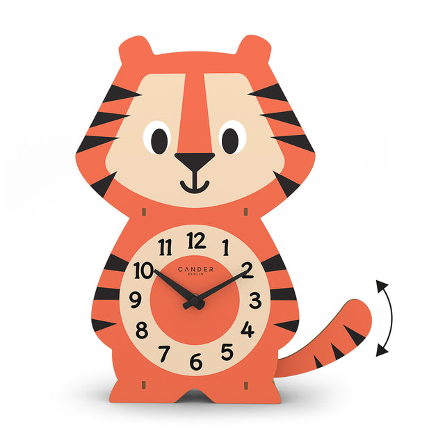 MNU 9330 Lautlose Pendel-Kinderwanduhr Tiger 39 cm