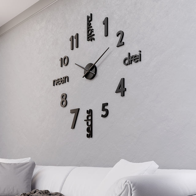 MNU 0180 B XXL Black 3D stainless steel wall clock