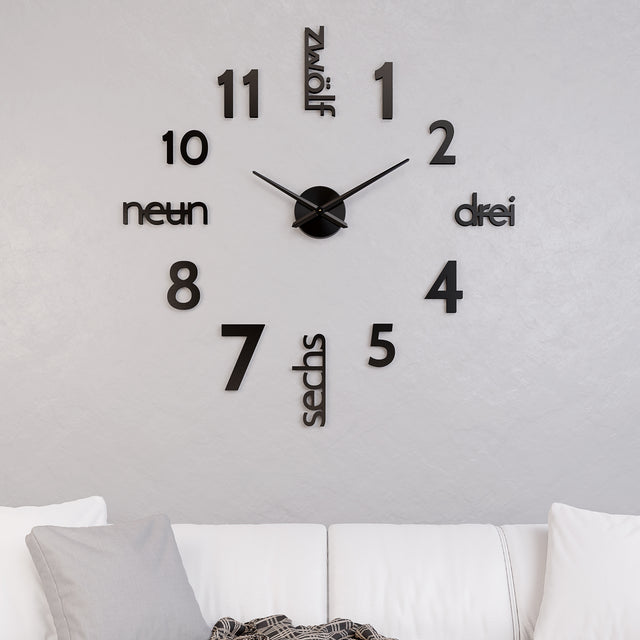 MNU 0180 B XXL Black 3D stainless steel wall clock