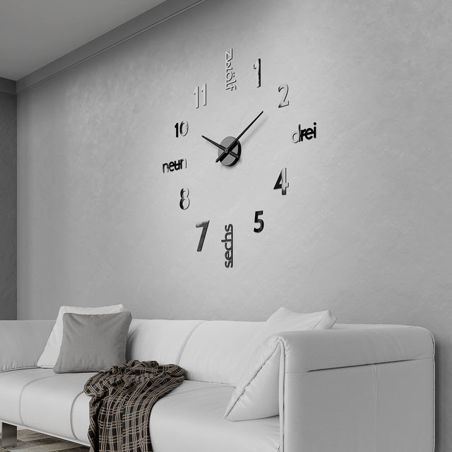 MNU 0180 S XXL Black 3D acrylic wall clock 130 cm