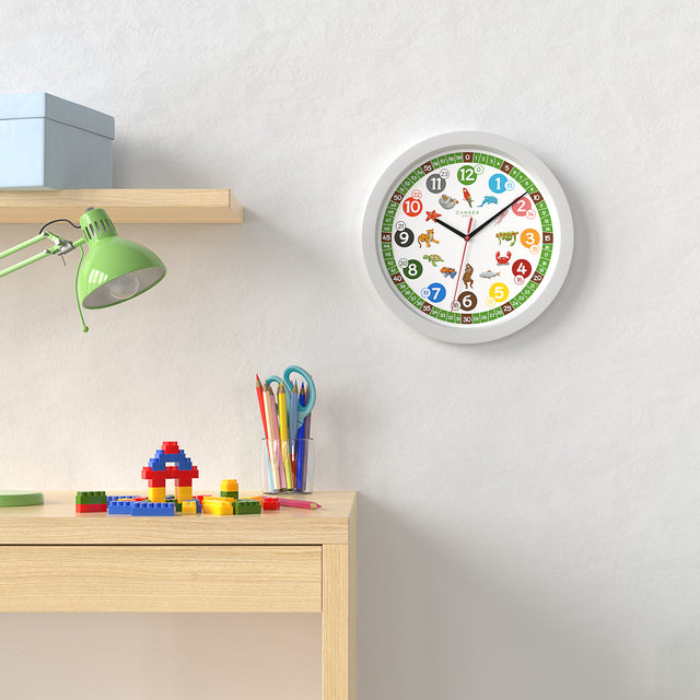 MNU 1330 Children's silent wall clock with educational toy clock