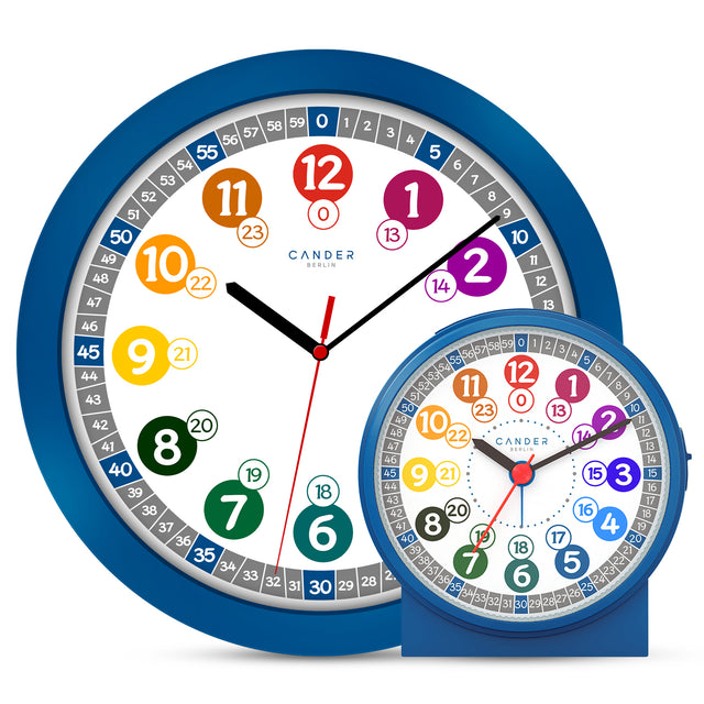 MNU 1030 J Silent children's wall clock and MNU 1009 J children's alarm clock with light