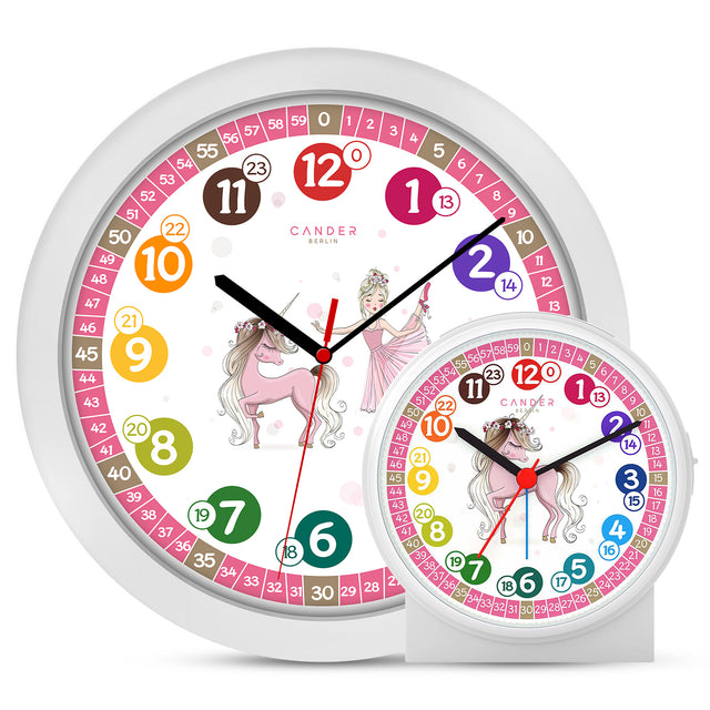 MNU 1730 children's wall clock and MNU 1709 alarm clock unicorn